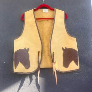 Tan Vest with Horse Design